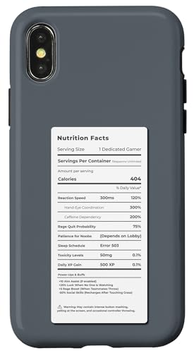 Gamer Fuel – Lustiges Gaming-Nährwertdesign Hülle für iPhone X/XS von Meowoods Studio