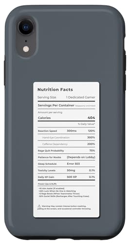 Gamer Fuel – Lustiges Gaming-Nährwertdesign Hülle für iPhone XR Gamer Fuel – Lustiges Gaming-Nährwertdesign Hülle für iPhone XR von Meowoods Studio