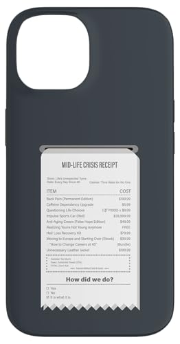 Lustiger Mid-Life Crisis Quittung - sarkastischer Erwachsenenhumor Hülle für iPhone 14 von Meowoods Studio