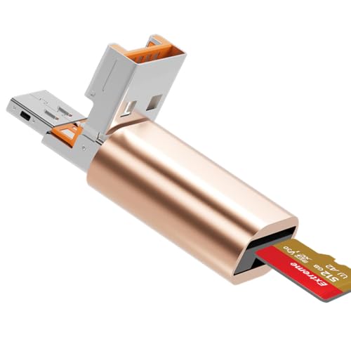 Micro SD Kartenleser, USB C auf SD Kartenleser, USB und Typ-C 2-in-1 TF Speicherkartenleser, Mepsies USB OTG Kartenlesegerät für Laptops, MacBook, Samsung Galaxy-Telefone und Mehr, Gold von Mepsies