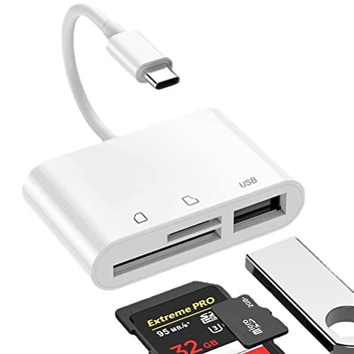 SD Kartenleser, USB C Micro SD Kartenleser, Speicherkartenleser OTG Adapter, Typ C SD/TF Kartenlesegerät, Kompatibel mit MacBook, Laptop, Galaxy Handys und Mehr (Weiß) von Mepsies