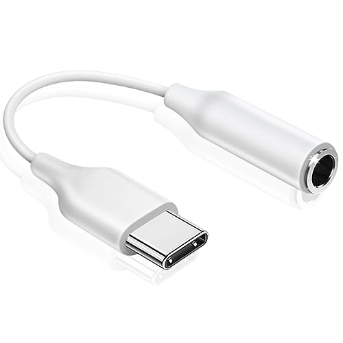 USB C auf 3,5 mm Klinke Adapter, USB C Kopfhörer Adapter, USB Typ C auf Aux Audio Adapter Kompatibel mit Samsung Galaxy S23 S22 S21 S20 Note20 A73 A53 A33, Google Pixel und Mehr, Weiß von Mepsies
