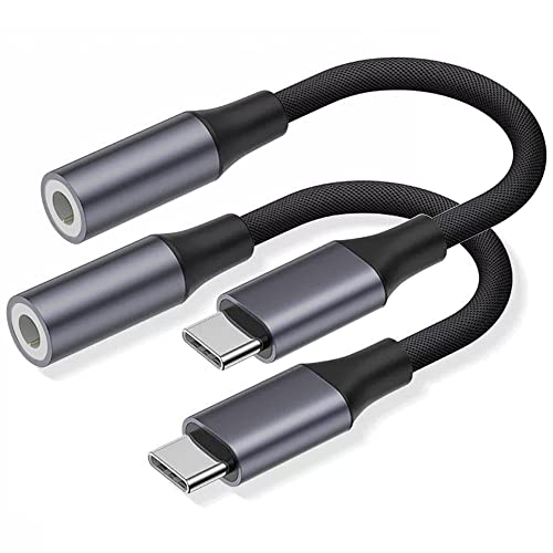 USB C auf 3,5 mm Klinke Adapter (2 Stück), USB Typ C zu Kopfhörer Adapter Aux Audio Kopfhöreranschluss Adapter Kompatibel mit Samsung Galaxy S22 S21 S20 Note20, Xiaomi, Huawei, Pixel, OnePlus von Mepsies