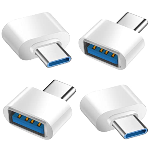 USB C auf USB Adapter (4 Stück), USB C zu USB 3.0 OTG Adapter USB Buchse auf USB-C Stecker Kompatibel mit MacBook Pro, Samsung Galaxy, Typ-C Handys, Tablets und Mehr (Weiß) von Mepsies