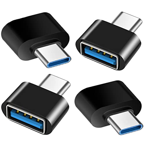 USB C auf USB Adapter 4 Stück, USB C zu USB 3.0 OTG Adapter USB Buchse auf USB-C Stecker Kompatibel mit MacBook Pro, Samsung Galaxy, Typ-C Handy, Tablets und Mehr (Schwarz) von Mepsies