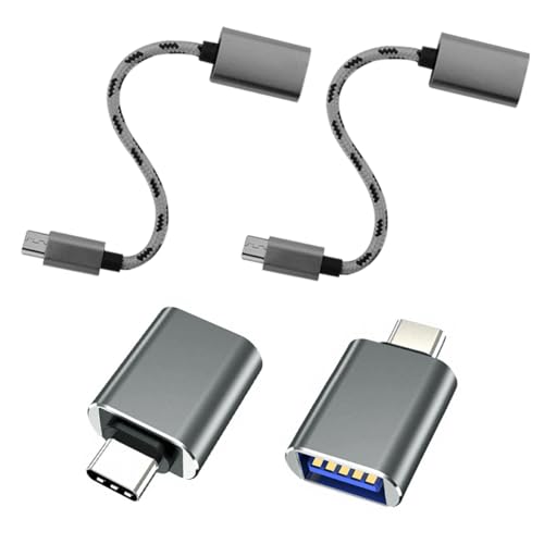 USB C zu USB Adapter 4 Stück, USB 3.0 Buchse auf USB-C Stecker OTG Adapter Kabel Kompatibel mit MacBook Pro, Samsung Galaxy, Typ-C Handys, Tablets und Mehr (Grau) von Mepsies