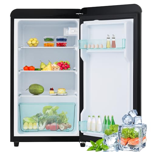 Merax 76L Ein-Tür-Kühlschrank,Retro Kühlschrank mit LED-Beleuchtung, verstellbaren Füßen und flexiblen Stauraumlösungen – in Schwarz Merax 76L Ein-Tür-Kühlschrank,Retro Kühlschrank mit LED-Beleuchtung, verstellbaren Füßen und flexiblen Stauraumlösungen – in Schwarz von Merax