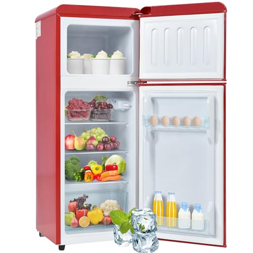 Merax Retro Kühlschrank Mini-Kühlschrank mit Gefrierfunktion, Zweitürig, 92L, 4-Sterne Gefrierfach, LED-Beleuchtung, 116 kWh/Jahr, Kompakt & Freistehend, 28L Gefriervolumen Rot Merax Retro Kühlschrank Mini-Kühlschrank mit Gefrierfunktion, Zweitürig, 92L, 4-Sterne Gefrierfach, LED-Beleuchtung, 116 kWh/Jahr, Kompakt & Freistehend, 28L Gefriervolumen Rot von Merax