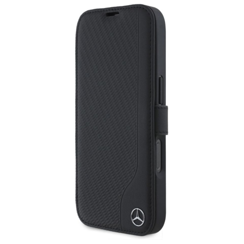 Mercedes Benz Handyhülle Bookcase iPhone 16 Echtleder schwarz Stern silber 6,1 Zoll, Kantenschutz Mercedes Benz Handyhülle Bookcase iPhone 16 Echtleder schwarz Stern silber 6,1 Zoll, Kantenschutz von Mercedes Benz