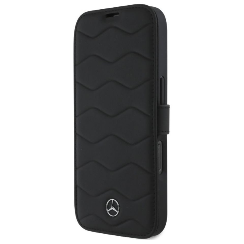 Mercedes Benz Handyhülle Bookcase iPhone 16 Pro Max Echtleder Muster schwarz Stern 6,9 Zoll, Kantenschutz Mercedes Benz Handyhülle Bookcase iPhone 16 Pro Max Echtleder Muster schwarz Stern 6,9 Zoll, Kantenschutz von Mercedes Benz