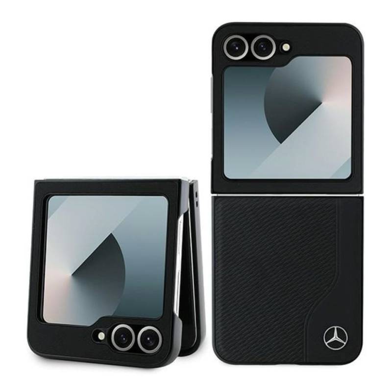 Mercedes Benz Handyhülle Case Galaxy Z Flip 6 Echtleder schwarz MagSafe kompatibel 6,7 Zoll, Kantenschutz von Mercedes Benz