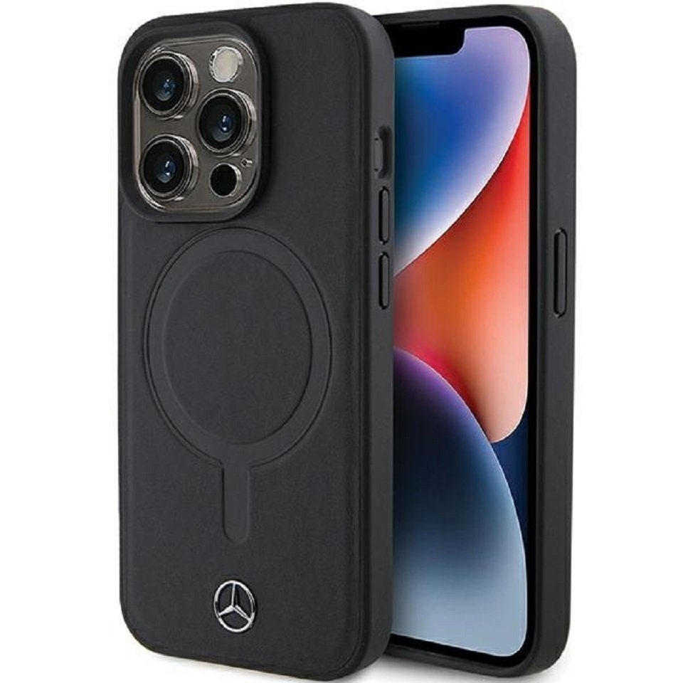 Mercedes Benz Handyhülle Cover Case iPhone 15 Pro Max MagSafe kompatibel Echtleder schwarz 6,7 Zoll, Kantenschutz Mercedes Benz Handyhülle Cover Case iPhone 15 Pro Max MagSafe kompatibel Echtleder schwarz 6,7 Zoll, Kantenschutz von Mercedes Benz