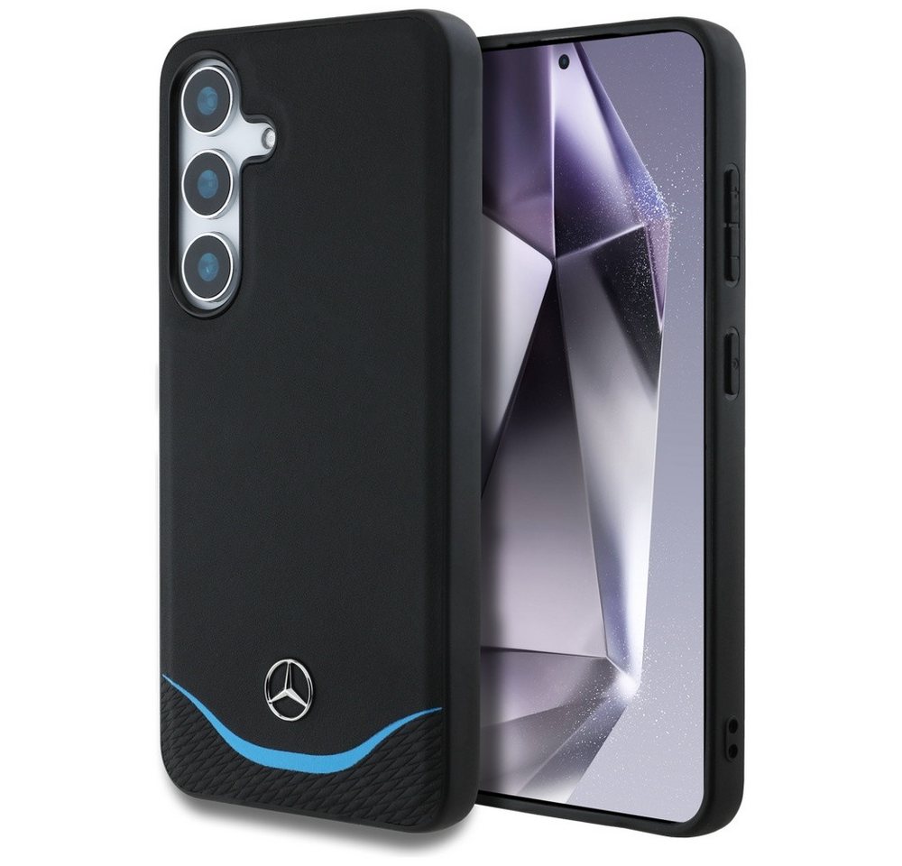 Mercedes Benz Handyhülle Galaxy S25 Echtleder schwarz blau Magsafe Logo Stern 6,2 Zoll, Kantenschutz Mercedes Benz Handyhülle Galaxy S25 Echtleder schwarz blau Magsafe Logo Stern 6,2 Zoll, Kantenschutz von Mercedes Benz