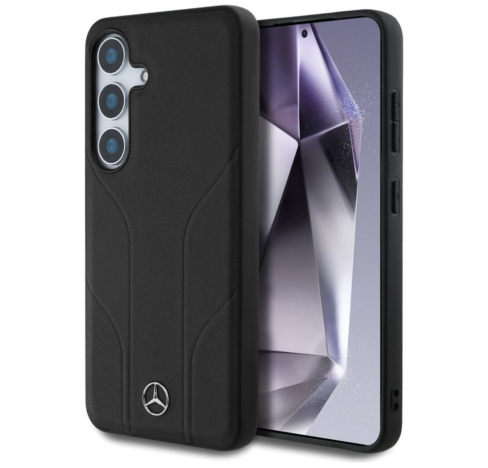 Mercedes Benz Handyhülle Galaxy S25 Plus Echtleder schwarz Streifen Magsafe Logo Stern 6,7 Zoll, Kantenschutz Mercedes Benz Handyhülle Galaxy S25 Plus Echtleder schwarz Streifen Magsafe Logo Stern 6,7 Zoll, Kantenschutz von Mercedes Benz
