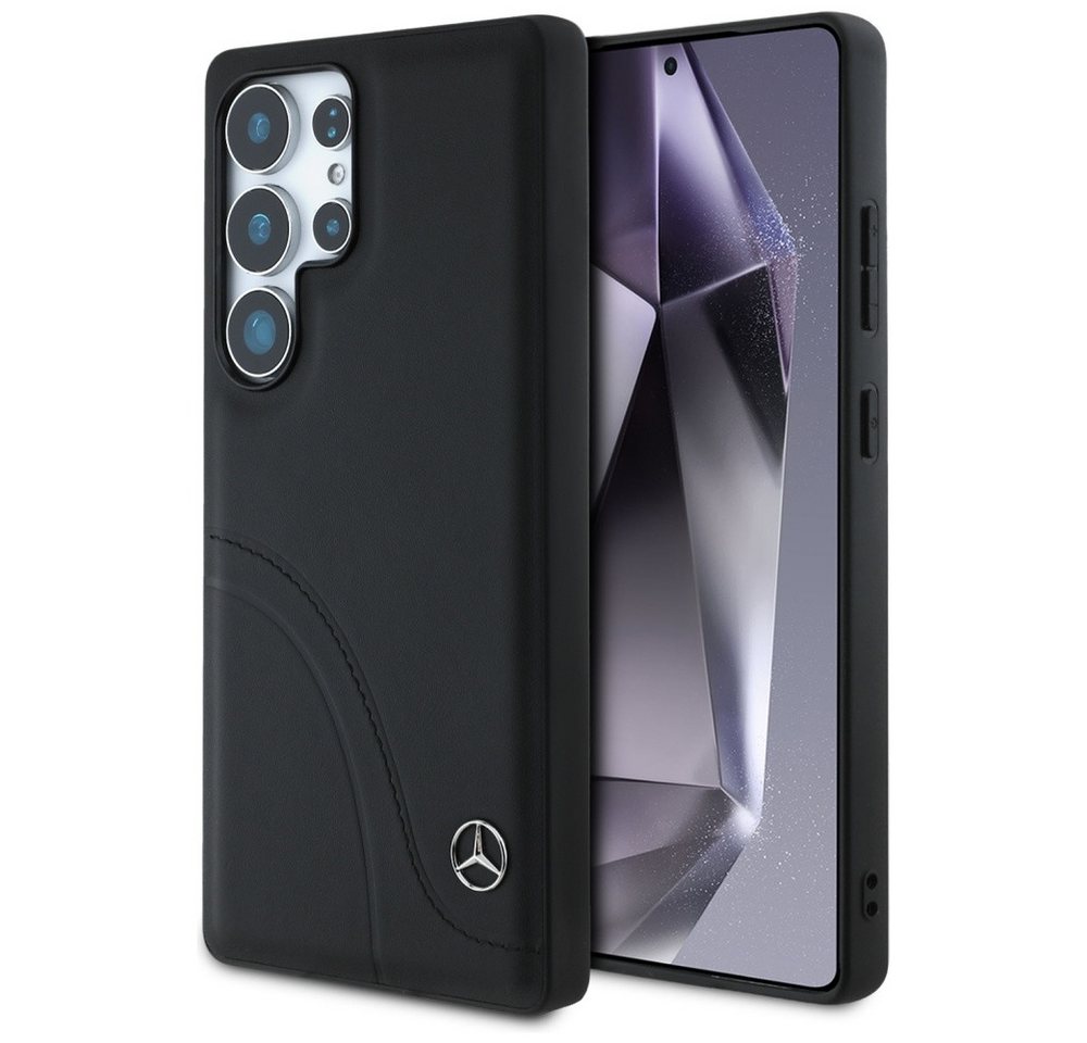 Mercedes Benz Handyhülle Galaxy S25 Ultra Echtleder schwarz Streifen Logo Stern 6,9 Zoll, Kantenschutz Mercedes Benz Handyhülle Galaxy S25 Ultra Echtleder schwarz Streifen Logo Stern 6,9 Zoll, Kantenschutz von Mercedes Benz