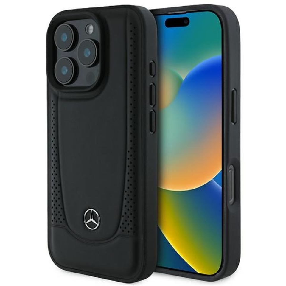 Mercedes Benz Handyhülle iPhone 16 Pro Max Echtleder schwarz Logo Metall Mercedes Benz Handyhülle iPhone 16 Pro Max Echtleder schwarz Logo Metall von Mercedes Benz