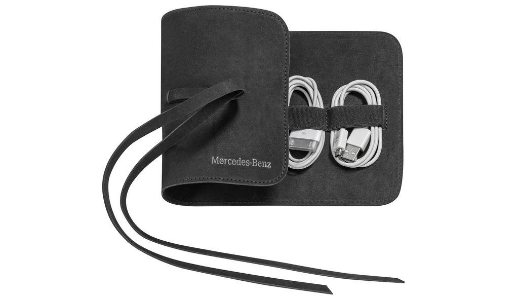 Mercedes Benz Kabel-Organizer schwarz, 100% Nubukleder Kabelzubehör, (B66956091) von Mercedes Benz