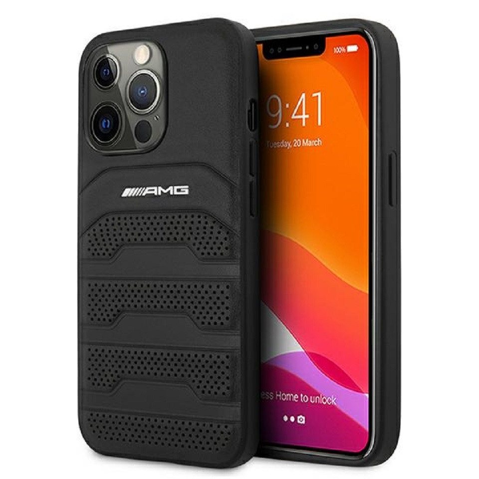 Mercedes Handyhülle AMG iPhone 13 Pro Case Hardcase Echtleder schwarz von Mercedes