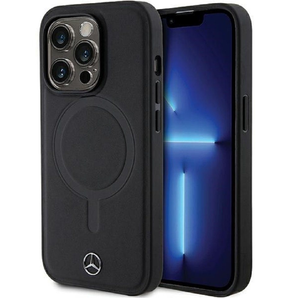 Mercedes Handyhülle Cover Case iPhone 14 Pro MagSafe kompatibel Echtleder schwarz 6,1 Zoll, Kantenschutz von Mercedes