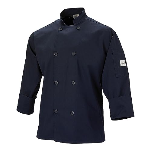 Mercer Culinary M60010NBM Millennia Herren Kochjacke mit traditionellen Knöpfen, Medium, Marineblau von Mercer Culinary