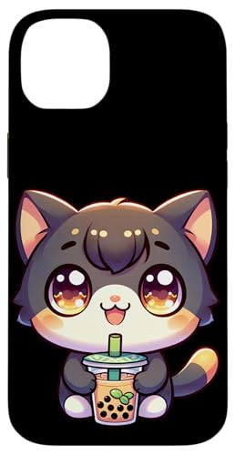 Happy Kawaii Kitten Drinking Boba Tea Hülle für iPhone 14 Plus von Merch Kawaii By LAP