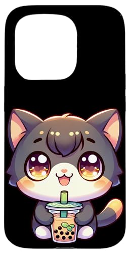 Happy Kawaii Kitten Drinking Boba Tea Hülle für iPhone 15 Pro von Merch Kawaii By LAP