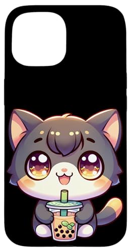 Happy Kawaii Kitten Drinking Boba Tea Hülle für iPhone 15 von Merch Kawaii By LAP