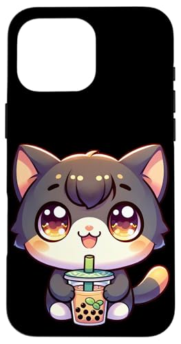 Happy Kawaii Kitten Drinking Boba Tea Hülle für iPhone 16 Pro Max von Merch Kawaii By LAP