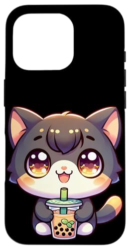 Happy Kawaii Kitten Drinking Boba Tea Hülle für iPhone 16 Pro von Merch Kawaii By LAP