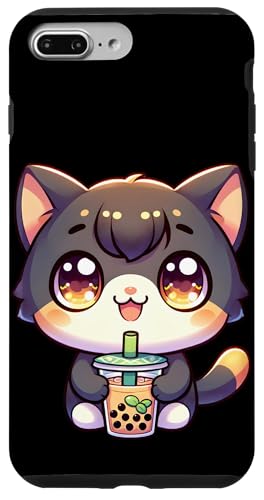 Happy Kawaii Kitten Drinking Boba Tea Hülle für iPhone 7 Plus/8 Plus von Merch Kawaii By LAP