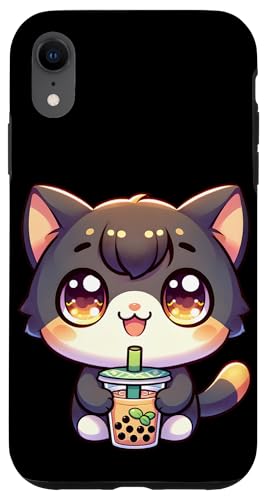 Happy Kawaii Kitten Drinking Boba Tea Hülle für iPhone XR von Merch Kawaii By LAP