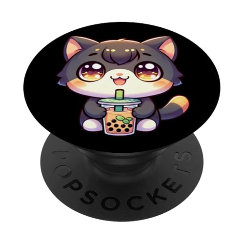 Happy Kawaii Kitten Drinking Boba Tea PopSockets Klebender PopGrip Happy Kawaii Kitten Drinking Boba Tea PopSockets Klebender PopGrip von Merch Kawaii By LAP