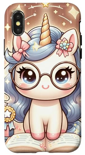 Hülle für iPhone X/XS Kawaii Cute Unicorn With Glasses von Merch Kawaii By LAP