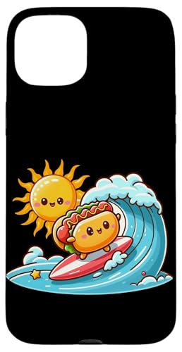Kawaii Sausage Bun Surfing the Waves Hülle für iPhone 15 Plus von Merch Kawaii By LAP