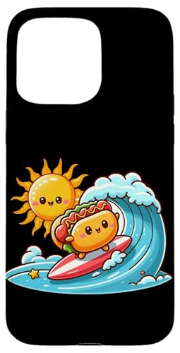 Kawaii Sausage Bun Surfing the Waves Hülle für iPhone 15 Pro Max von Merch Kawaii By LAP