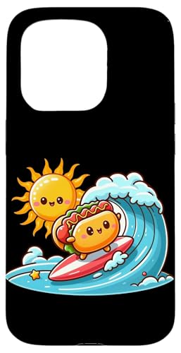 Kawaii Sausage Bun Surfing the Waves Hülle für iPhone 15 Pro von Merch Kawaii By LAP