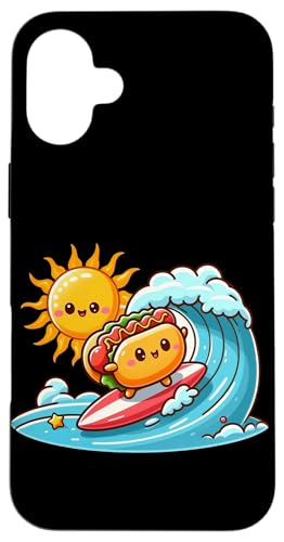 Kawaii Sausage Bun Surfing the Waves Hülle für iPhone 16 Plus von Merch Kawaii By LAP