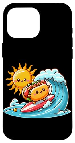 Kawaii Sausage Bun Surfing the Waves Hülle für iPhone 16 Pro Max von Merch Kawaii By LAP