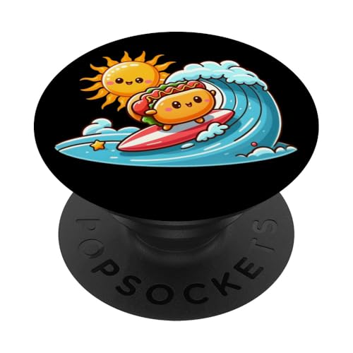 Kawaii Sausage Bun Surfing the Waves PopSockets Klebender PopGrip Kawaii Sausage Bun Surfing the Waves PopSockets Klebender PopGrip von Merch Kawaii By LAP