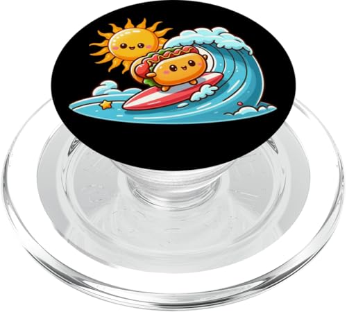 Kawaii Sausage Bun Surfing the Waves PopSockets PopGrip für MagSafe von Merch Kawaii By LAP