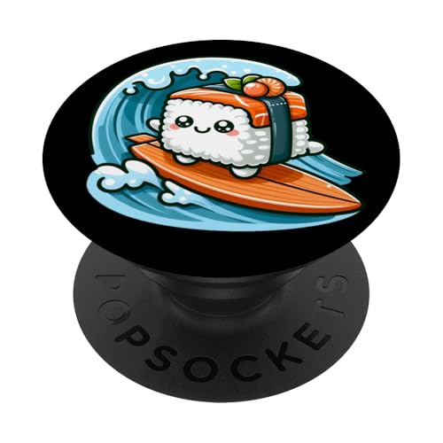 Kawaii Sushi Surfer Riding the Waves PopSockets Klebender PopGrip von Merch Kawaii By LAP