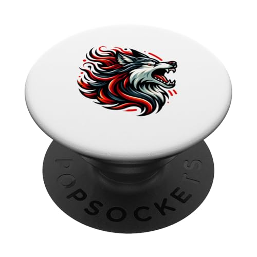 Ein heftiger Wolfskopf Mid-Roar PopSockets Klebender PopGrip von MerchByCraig