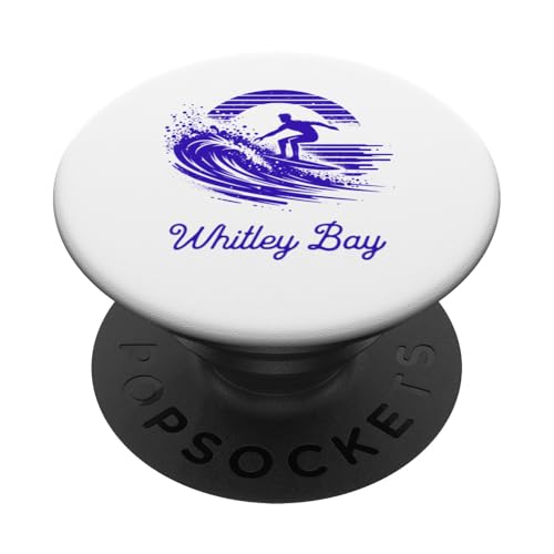 Surfer reitet auf einer Welle Whitley Bay PopSockets Klebender PopGrip von MerchByCraig
