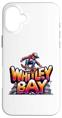 Whitley Bay Skateboarding, Cartoon-Stil Hülle für iPhone 16 Plus Whitley Bay Skateboarding, Cartoon-Stil Hülle für iPhone 16 Plus von MerchByCraig