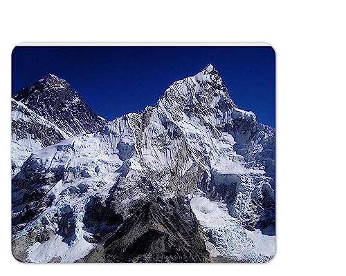 Merchandise for Fans Mauspad/Mouse Pad Textil | Rückseite Kautschuk | rutschfest | 22 x 18 cm |für alle Maustypen |Büro und Gamer| Motiv: Berge Mount Everest Gipfel der Welt | 01 von Merchandise for Fans