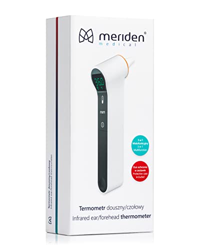 Meriden Thermometer TM-19 Digitale Fieberthermometer Stirn und Ohr Thermometer mit Optischer und Akustischer Fieberwarnung Hintergrundbeleuchtung Fiebermessung für Babys, Kinder und Erwachsene von Meriden