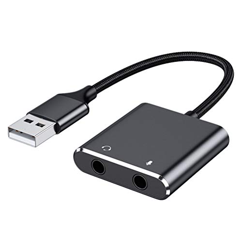 Merkts Externe USB-Soundkarte, Soundkarten-Konverter mit Kopfhörer- und Mikrofonanschluss, für Laptop, Desktop, Computer, freie Laufwerkverbindung von Merkts