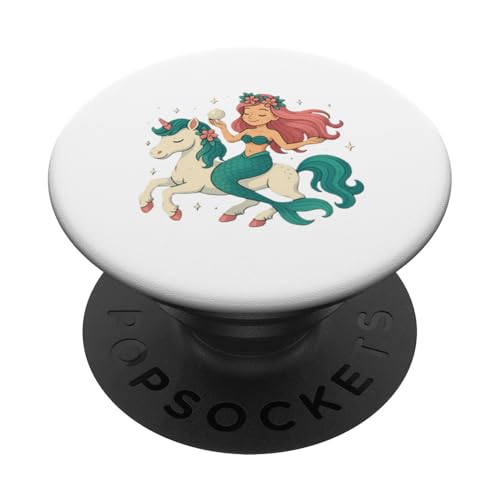 Meerjungfrau Charming Einhorn Jungen Mädchen Männer Frauen Kinder Erwachsene PopSockets Klebender PopGrip von Mermaid Riding A Unicorn Rainbow Shop