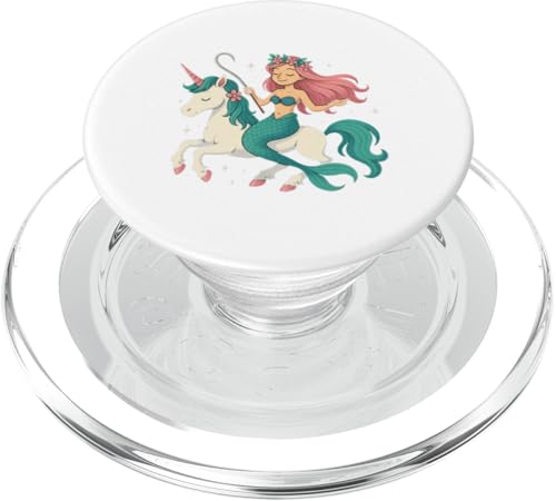Meerjungfrau reitet mutiges Einhorn Jungen Mädchen Männer Frauen Kinder Erwachsene PopSockets PopGrip für MagSafe von Mermaid Riding A Unicorn Rainbow Shop