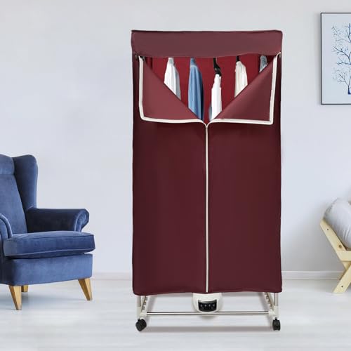 Mermajestic Tragbare Mini-Trocknermaschine, IPX1 Wasserdichtigkeitsgrad PTC Fünf-Schicht-Heizung, Timer, Geräuscharm elektrischer Trockner mit Vier Räder für Häuser, Wohnungen, Wohnwagen (Weinrot) Mermajestic Tragbare Mini-Trocknermaschine, IPX1 Wasserdichtigkeitsgrad PTC Fünf-Schicht-Heizung, Timer, Geräuscharm elektrischer Trockner mit Vier Räder für Häuser, Wohnungen, Wohnwagen (Weinrot) von Mermajestic